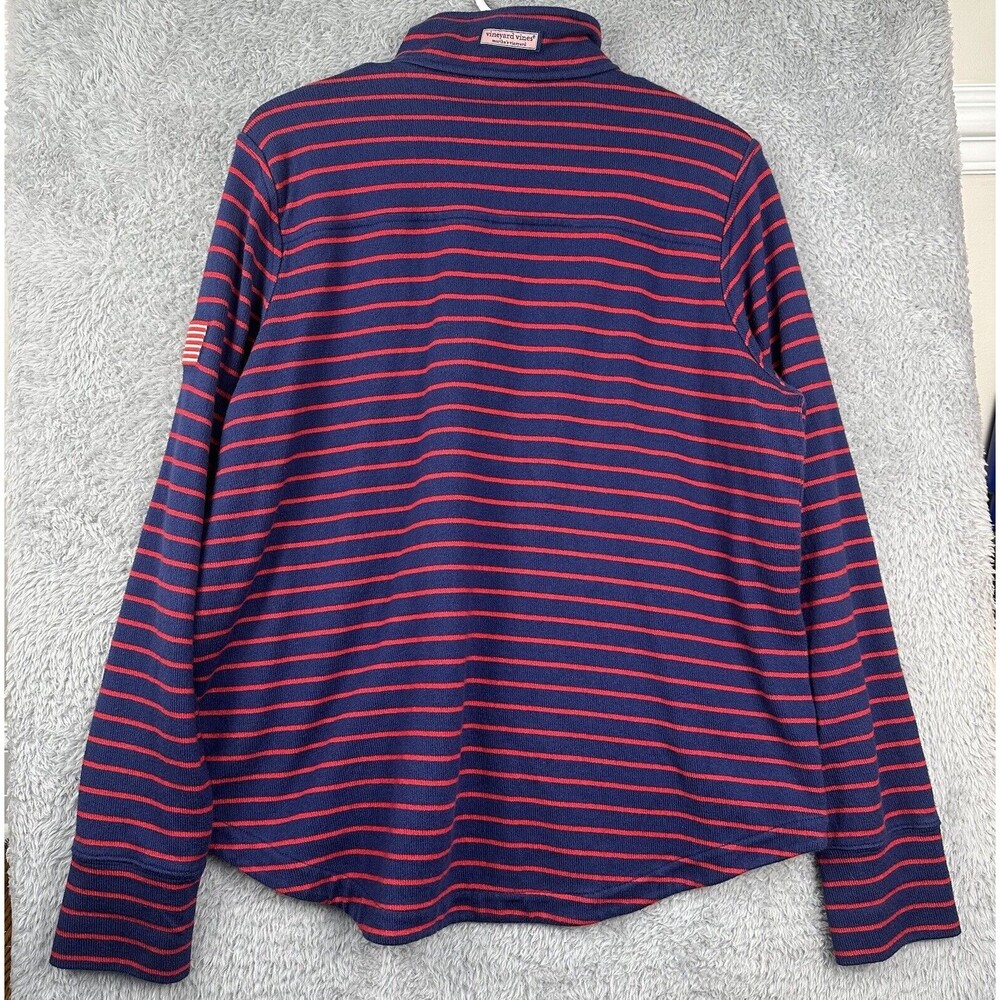 Vineyard Vines Women’s USA Strip 1/4 Zip Pullover Sweatshirt Red And Navy Size L - Picture 2 of 11
